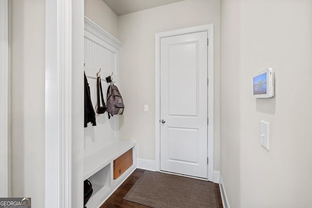 4590 Gablestone Xing, Hoschton, GA 30548 - mudroom with dark wood-style floors and baseboards