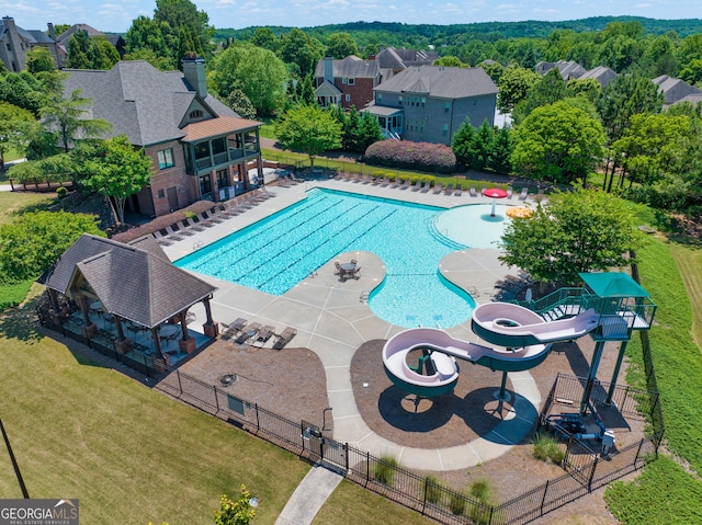 4590 Gablestone Xing, Hoschton, GA 30548 - community pool featuring a gazebo and a patio area
