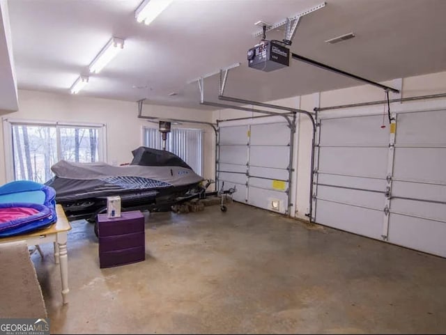 garage with a garage door opener