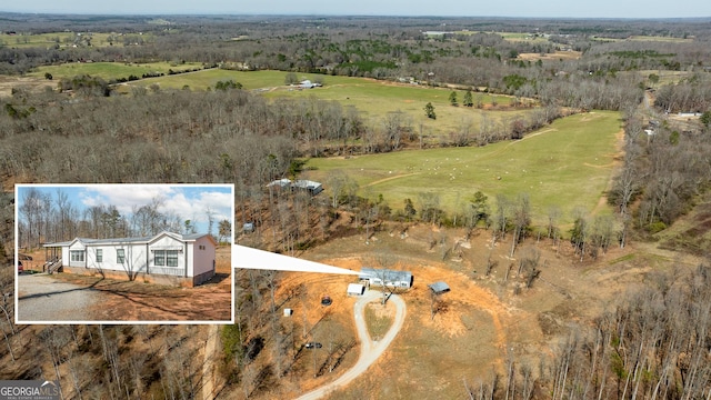 bird's eye view featuring a rural view