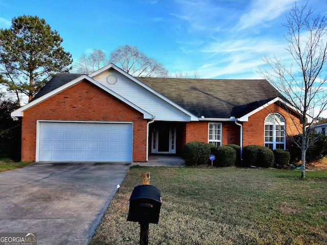 1722 Harrogate Dr, Augusta, GA 30906 - ranch-style home with an attached garage, concrete driveway, brick siding, and a front yard