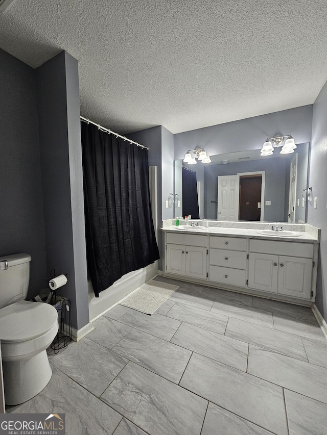 1722 Harrogate Dr, Augusta, GA 30906 - full bathroom with double vanity, a shower with shower curtain, a sink, and toilet