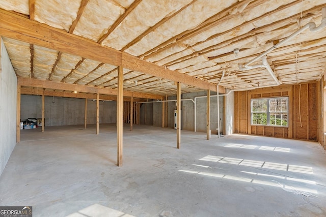 basement featuring water heater