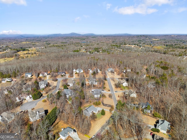 bird's eye view with a mountain view