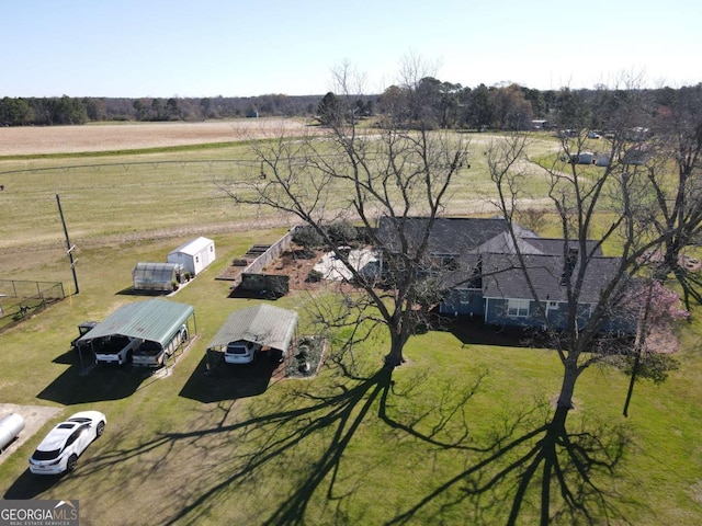 aerial view featuring a rural view