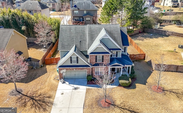 aerial view featuring a residential view