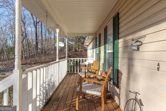 deck with a porch