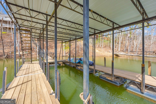 view of dock featuring a water view