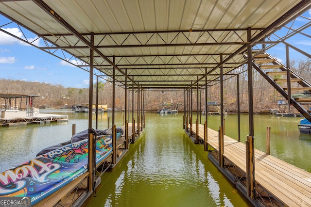 dock area featuring a water view