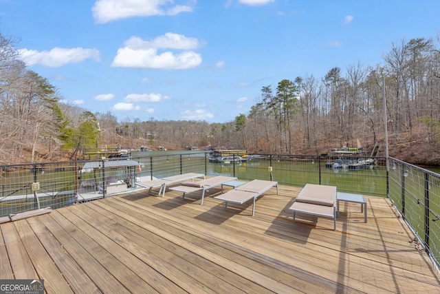 dock area featuring a water view