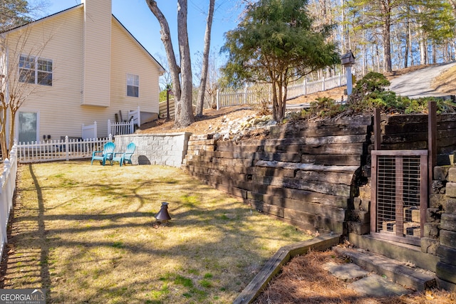 view of yard with fence