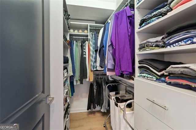 spacious closet with wood finished floors