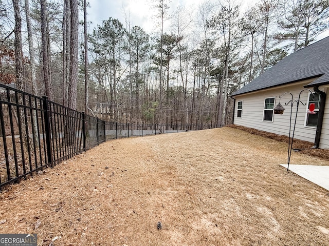 view of yard featuring a fenced backyard