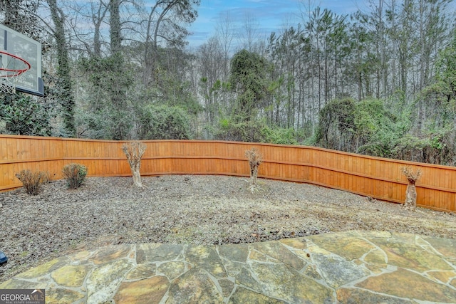 view of yard featuring a fenced backyard and a patio