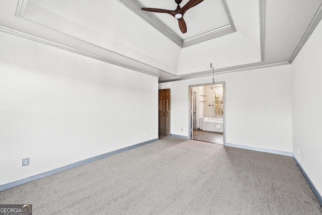 160 Deer Cliff Cv, Lawrenceville, GA 30043 - unfurnished room featuring baseboards, a raised ceiling, carpet floors, and ceiling fan