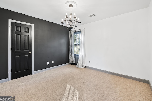 160 Deer Cliff Cv, Lawrenceville, GA 30043 - carpeted empty room featuring an inviting chandelier, baseboards, and visible vents