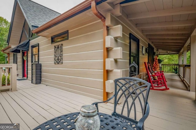 deck with covered porch