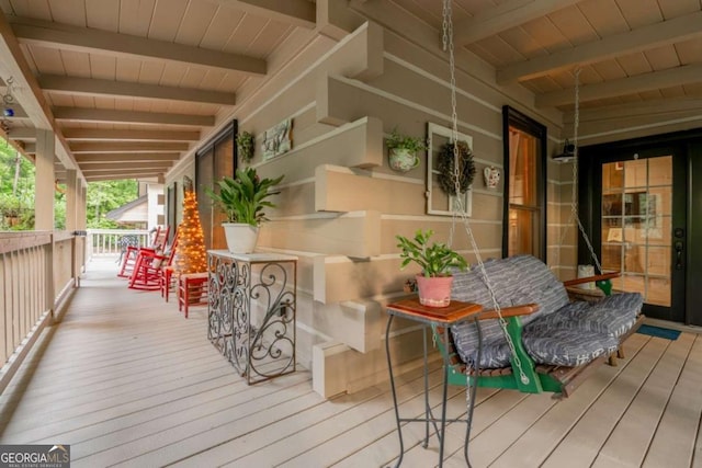 wooden deck with covered porch