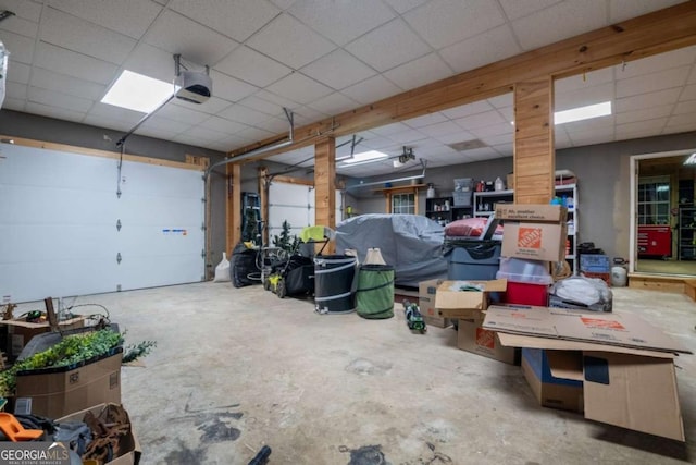 garage with a garage door opener