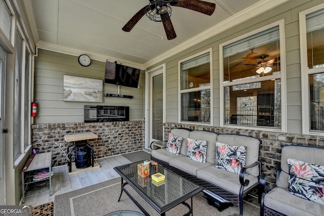craftsman inspired home featuring a garage, concrete driveway, and brick siding
