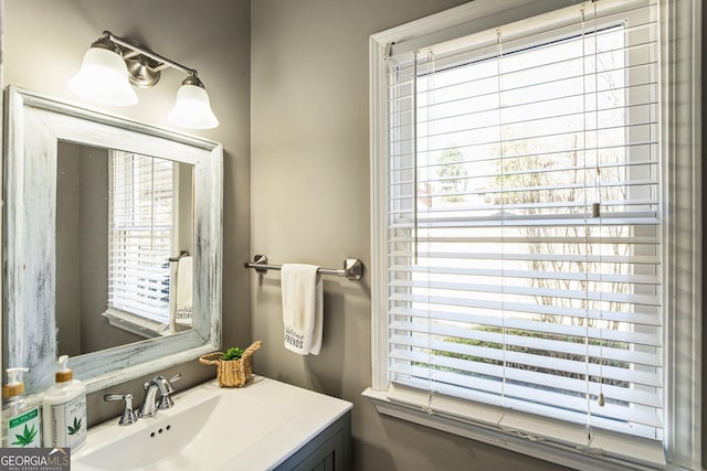 bathroom with plenty of natural light and vanity