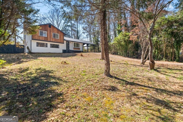 view of yard with fence