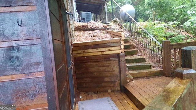 deck featuring stairway