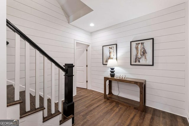 interior space featuring wood finished floors and recessed lighting