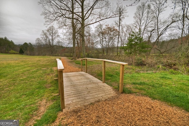 view of property's community featuring a yard