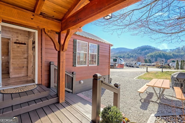 664 River Vista Dr, Dillard, GA 30537 - wooden deck featuring a mountain view