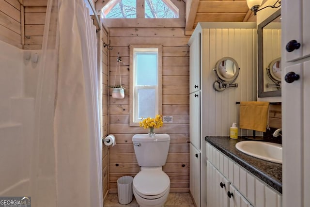 664 River Vista Dr, Dillard, GA 30537 - bathroom with vanity and wood walls