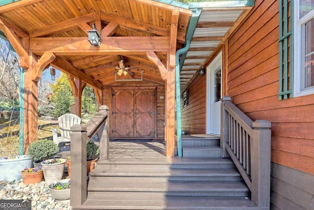 664 River Vista Dr, Dillard, GA 30537 - deck featuring ceiling fan
