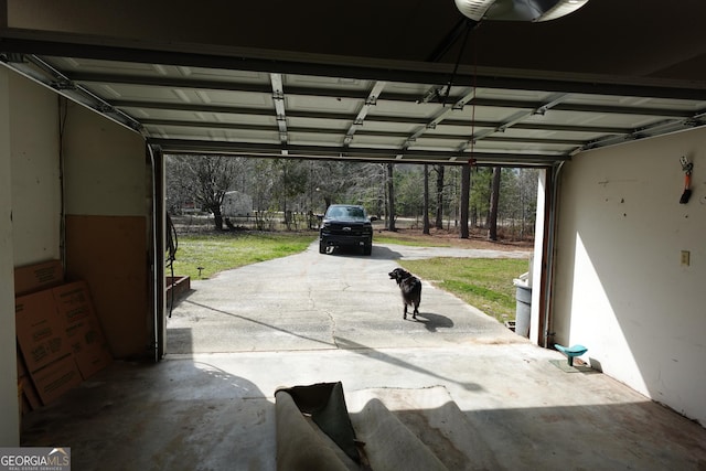 garage with a garage door opener