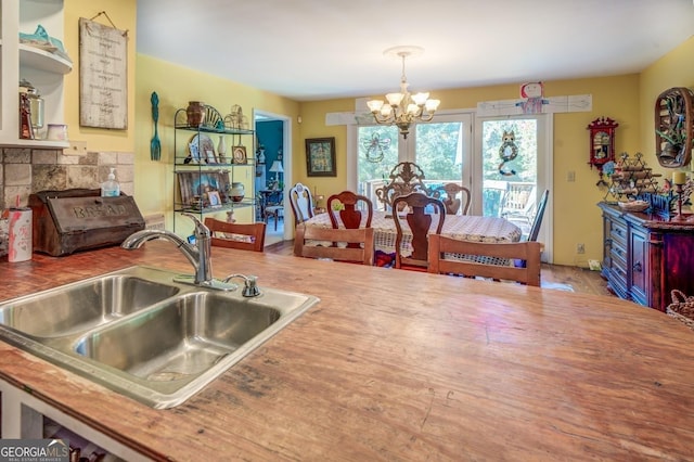 dining room with a chandelier