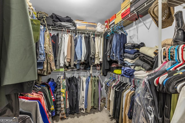 spacious closet with carpet flooring