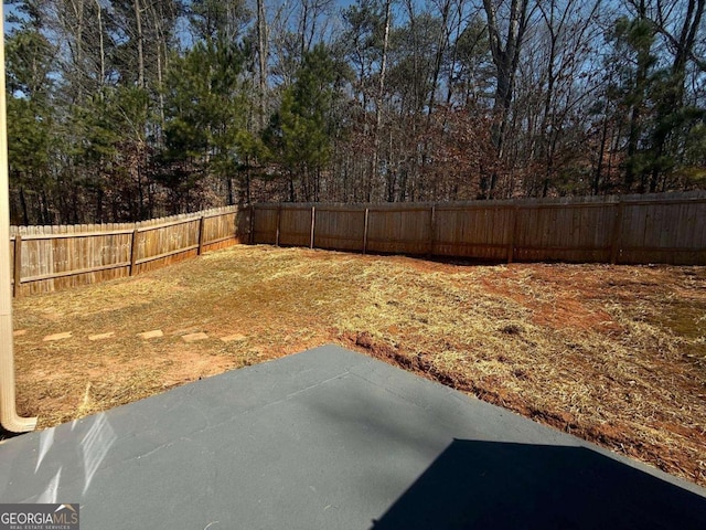 view of yard featuring a fenced backyard and a patio