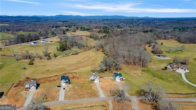 aerial view with a rural view and a mountain view