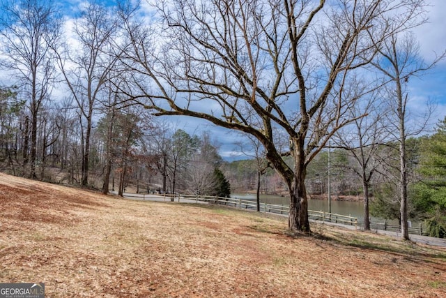 2859 Fortner Rd, Ball Ground, GA 30107 - view of yard with fence, a water view, and a wooded view