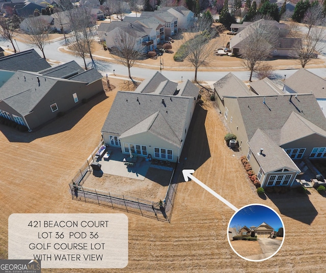 bird's eye view with a residential view