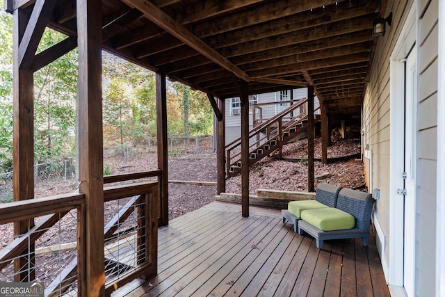 wooden terrace with stairway