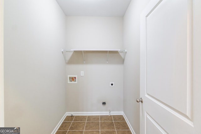 2275 W Village Ln SE, Smyrna, GA 30080 - laundry room with washer hookup, laundry area, electric dryer hookup, dark tile patterned flooring, and baseboards