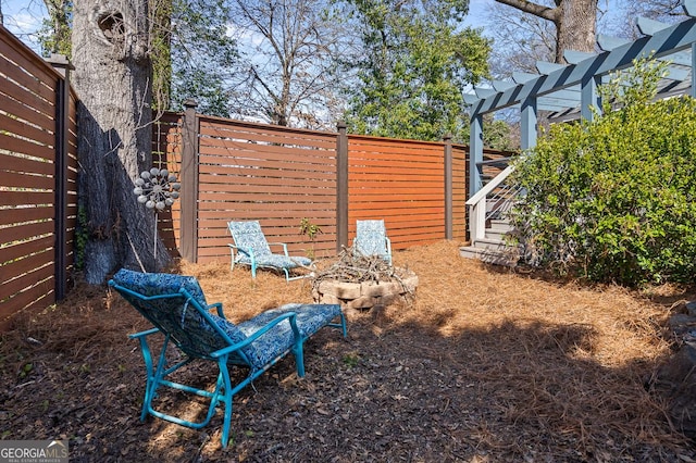 view of yard featuring a fenced backyard