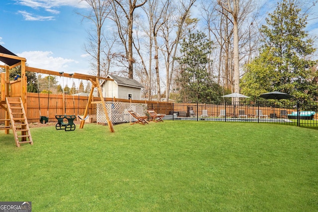 view of yard with fence