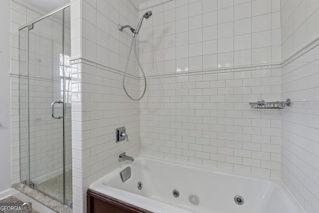 full bathroom featuring a combined bath / shower with jetted tub