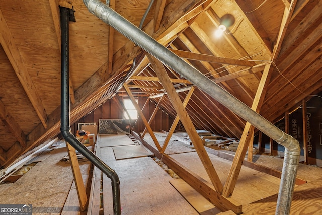 view of unfinished attic