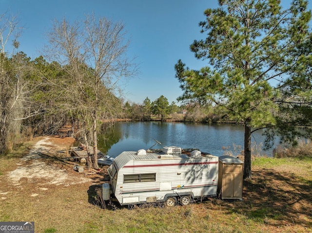 dock area with a water view