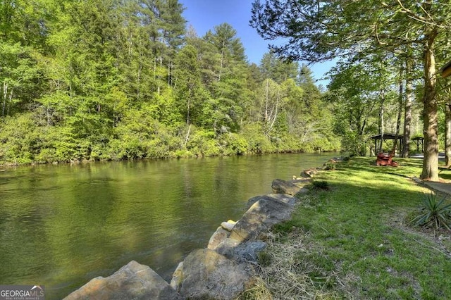 property view of water with a view of trees