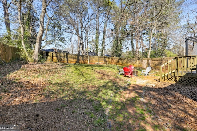 view of yard featuring a fenced backyard