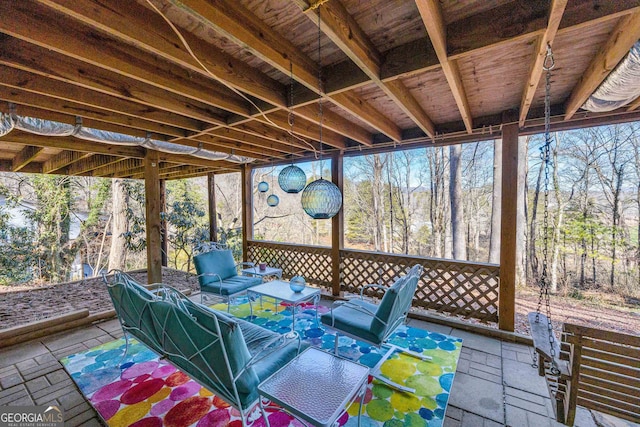 153 Coleman Heights Ln, Rabun Gap, GA 30568 - sunroom with outdoor lounge area