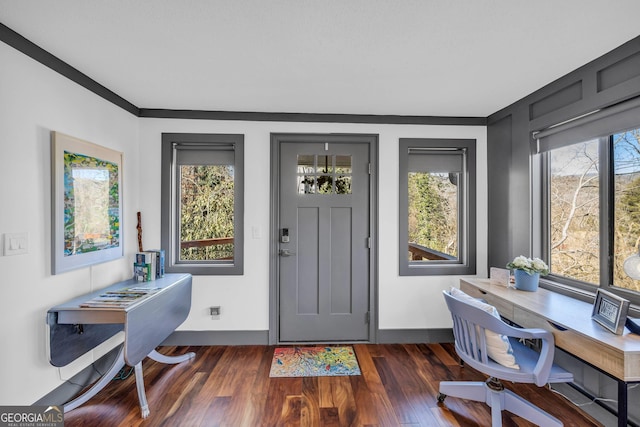 153 Coleman Heights Ln, Rabun Gap, GA 30568 - foyer entrance with plenty of natural light and dark wood finished floors